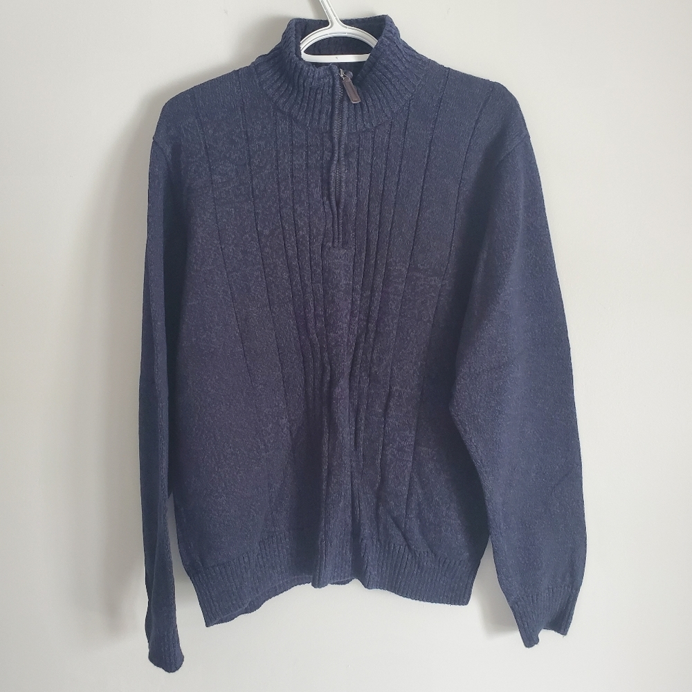 Tricots St Raphael | Men's Blue Knit Sweater with 3/4 Zip